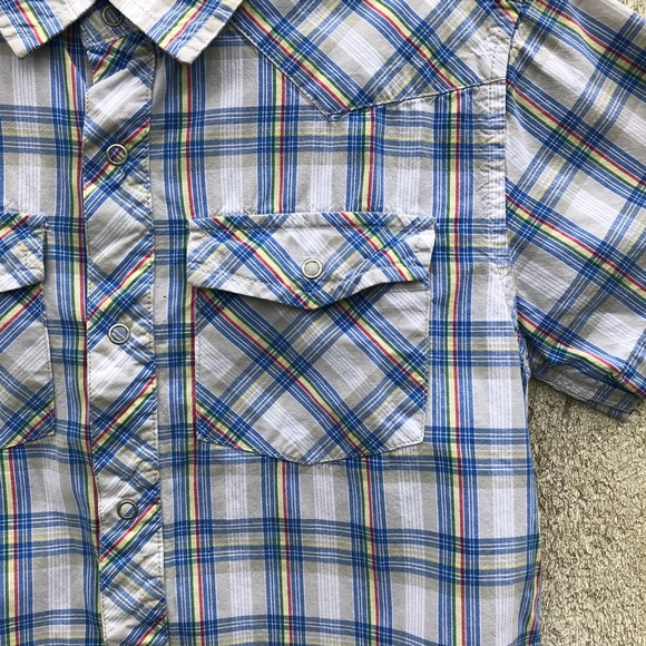 Old Navy | blue plaid snap button shirt - Picture 3 of 4